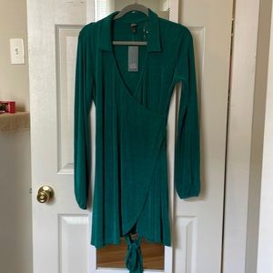Emerald green wrap dress